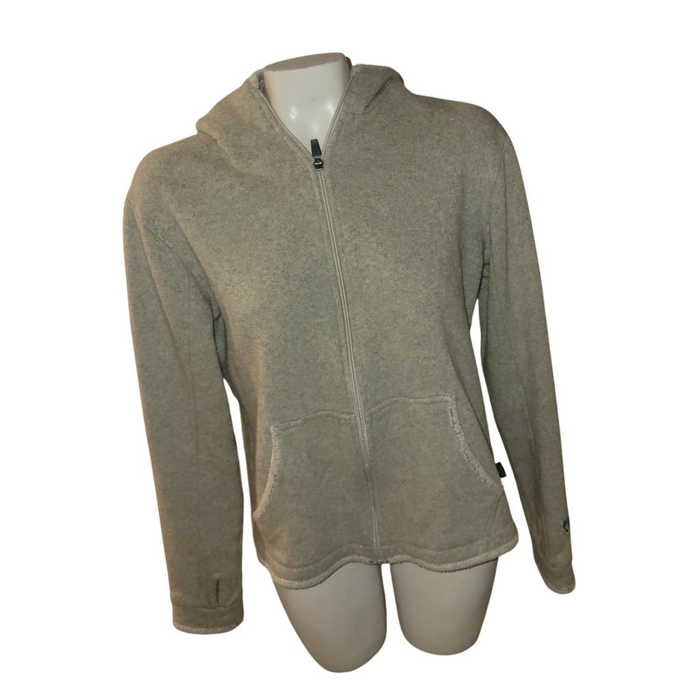 KUHL Alfapaca Fleece Hoodie L Beige Sherpa Lined Casual Jacket outerwear outdoor